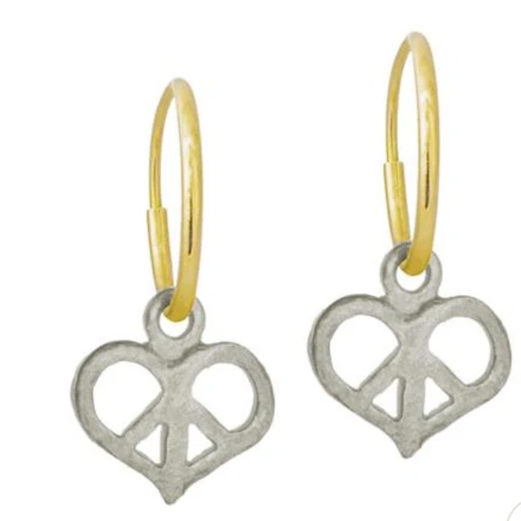 Lee Brevard Peace Love Endless Hoop Charm Earrings - Picture 1 of 8